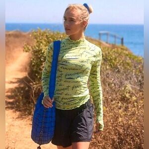 FREE PEOPLE high jump printed logo long sleeve TEE